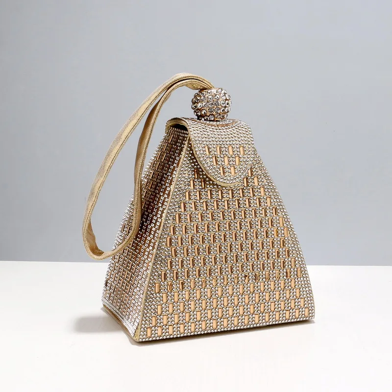Luxury Bags Pyramid - حقائب سهرة فاخرة بأحجار الراين للنساء