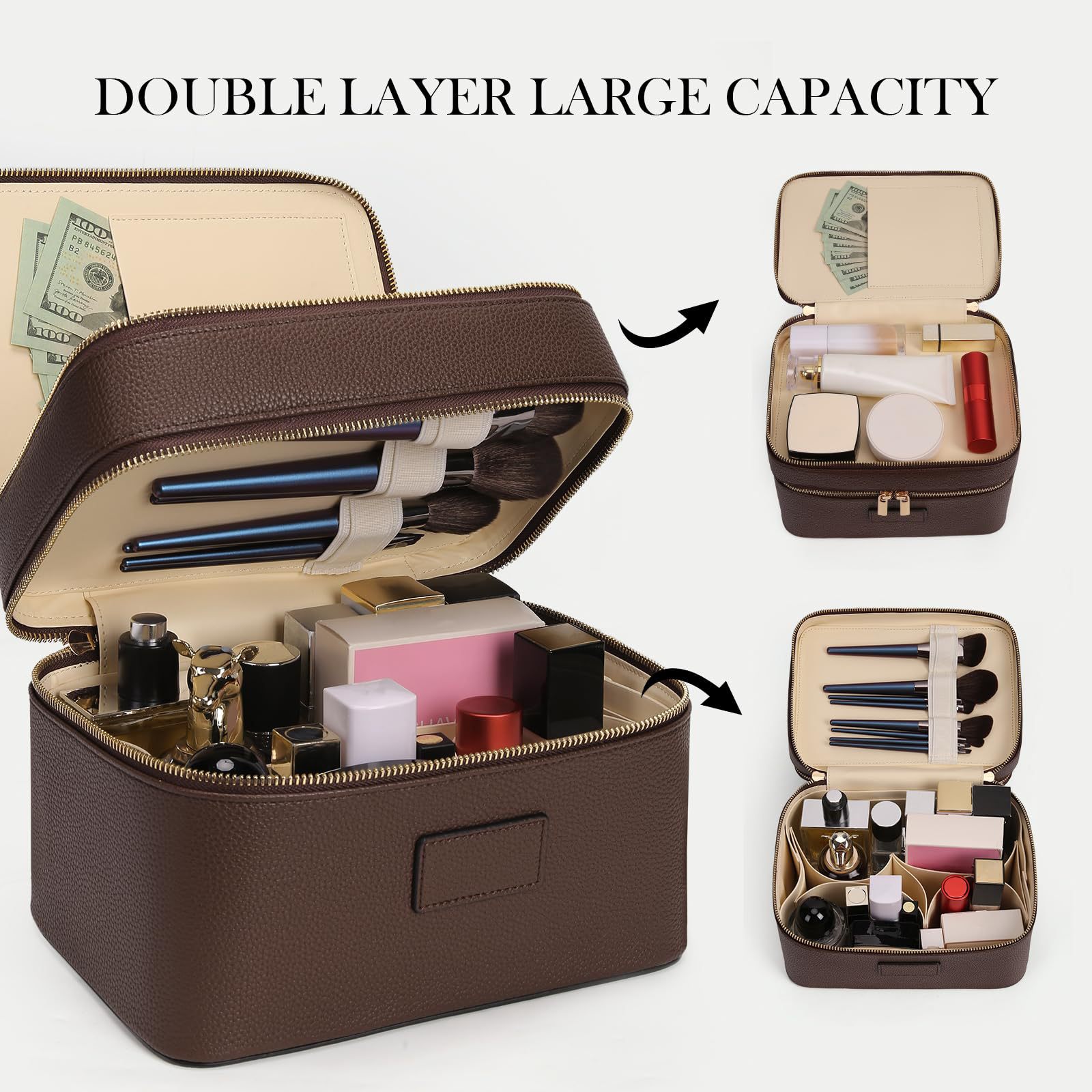 Luxury Bags Big - حقيبة مستحضرات تجميل فاخرة كبيرة السعة