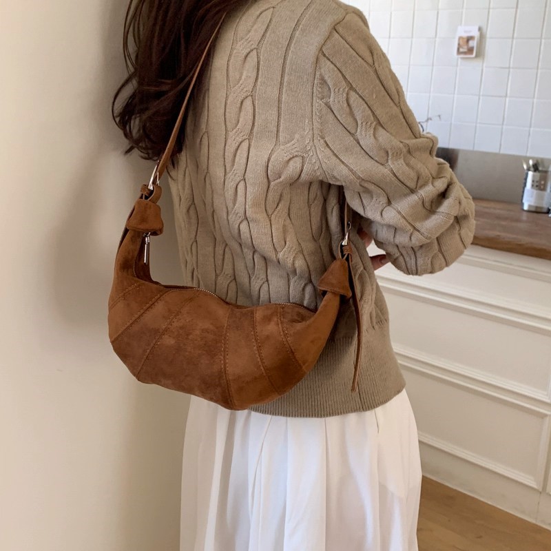 Half Moon Bag Suede - JIAERDI ريترو بلون الجلد المدبوغ حقيبة