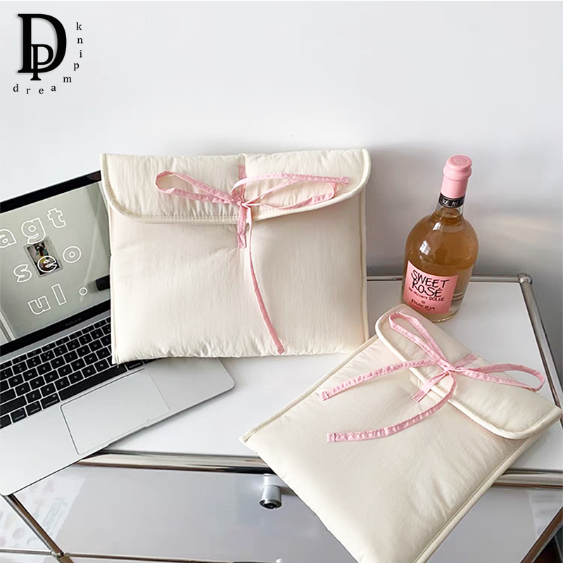 Luxury Quilted Bags - حقيبة لابتوب مبطنة بفيونكة للنساء ،