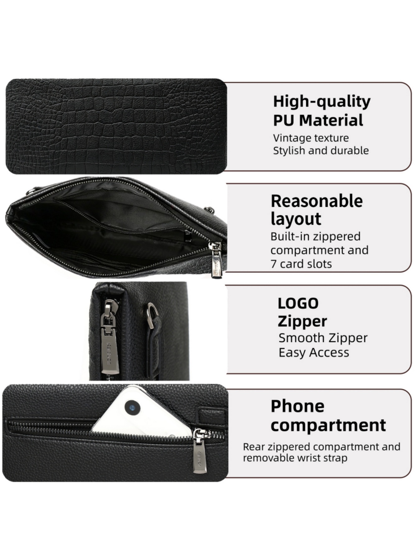حقيبة يد رجالية من الجلد الصنا - مراجعة Wristlet Wallet Zipper وسعره