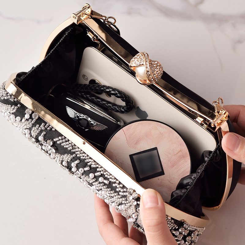 حقيبة يد سوداء مزينة بالخرز، ح - مراجعة Luxury Bags China Wholesale وسعره
