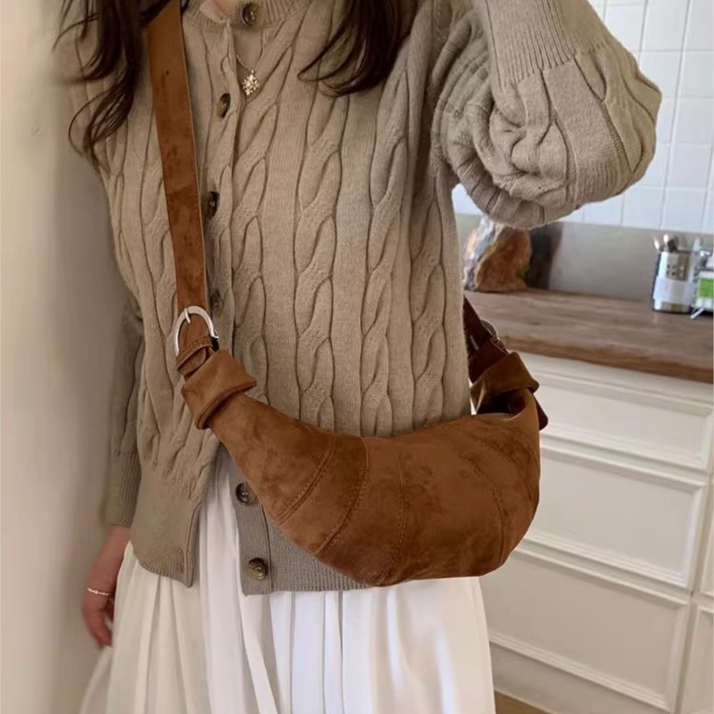JIAERDI ريترو بلون الجلد المدب - مراجعة Half Moon Bag Suede وسعره